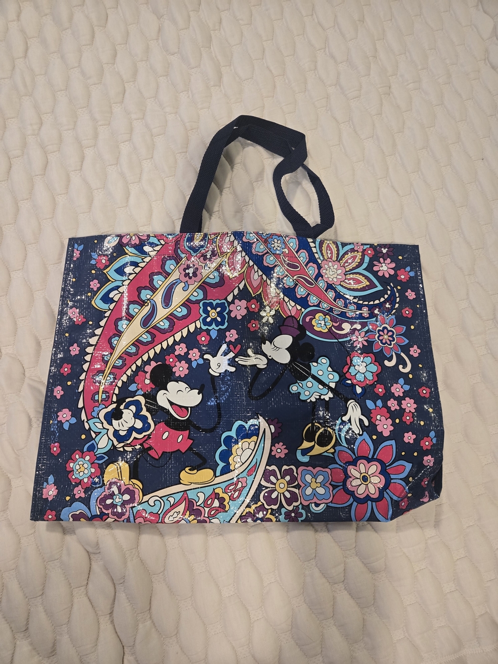 Vera Bradley Reusable Shopping Tote Bag Disney Mickey & Minnie Mouse Navy Blue